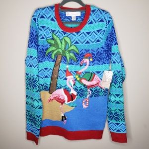 mens flamingo christmas sweater